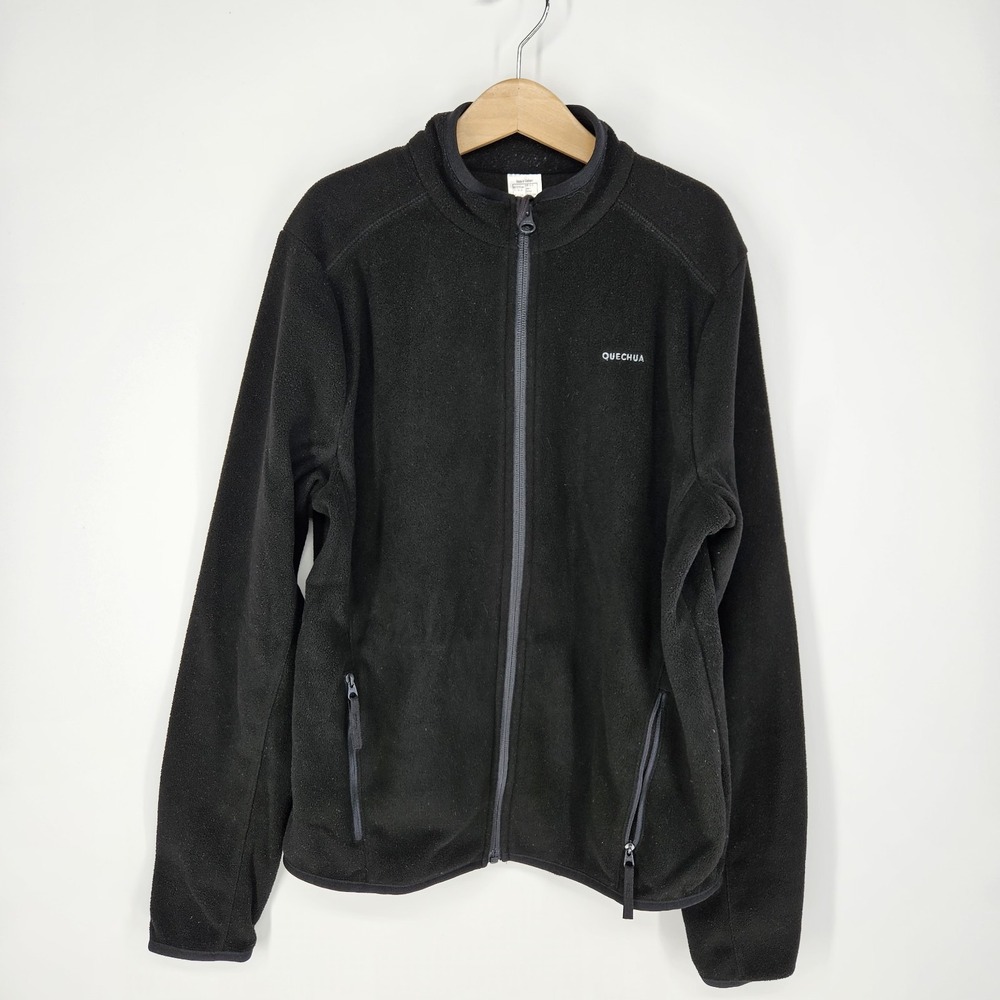 DECATHLON Quechua Black Full Zip Fleece Jacket Sweatshirt Kid Youth 12-13 Hiking